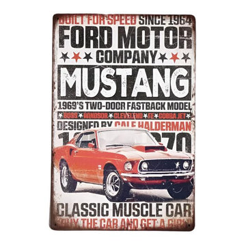 Retro Ford Mustang Metal Tin Sign