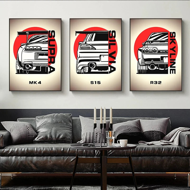 Tokyo Cars Poster Wall Art