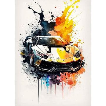 Watercolor Racing Car Poster